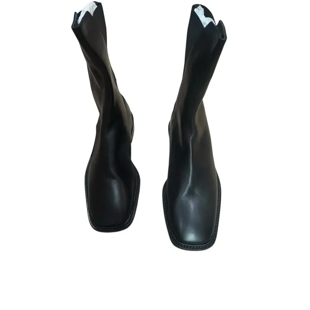 Everlane The City Leather Chelsea Boot Pull-On Square Toe Black Size 8 NWOB_7